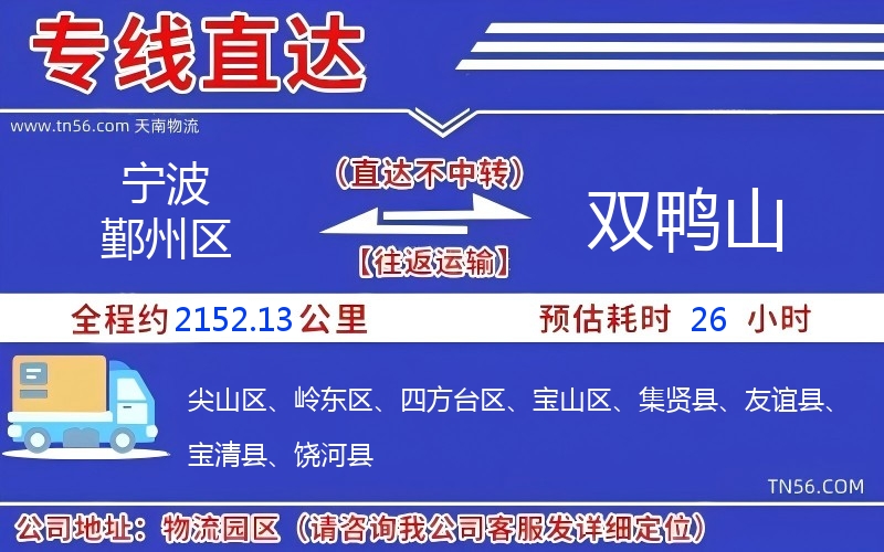 寧波鄞州區(qū)到雙鴨山物流公司