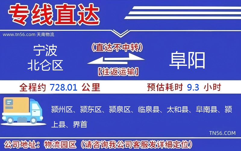 寧波北侖區(qū)到阜陽物流公司