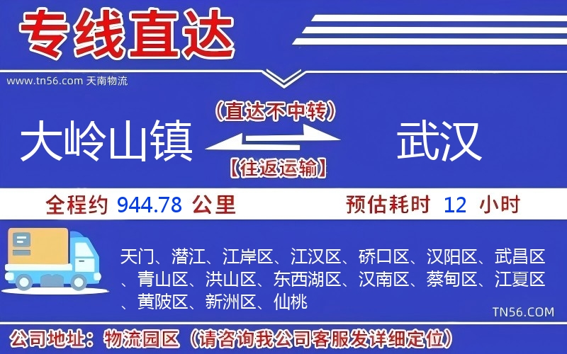 大嶺山鎮(zhèn)到武漢物流公司