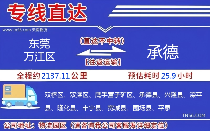 東莞萬江區(qū)到承德物流公司 東莞萬江區(qū)到承德物流公司