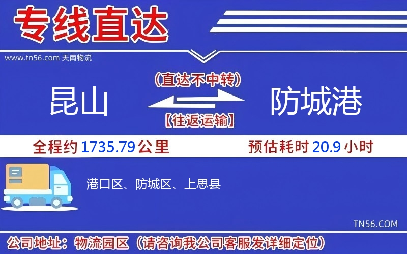 昆山到防城港物流公司